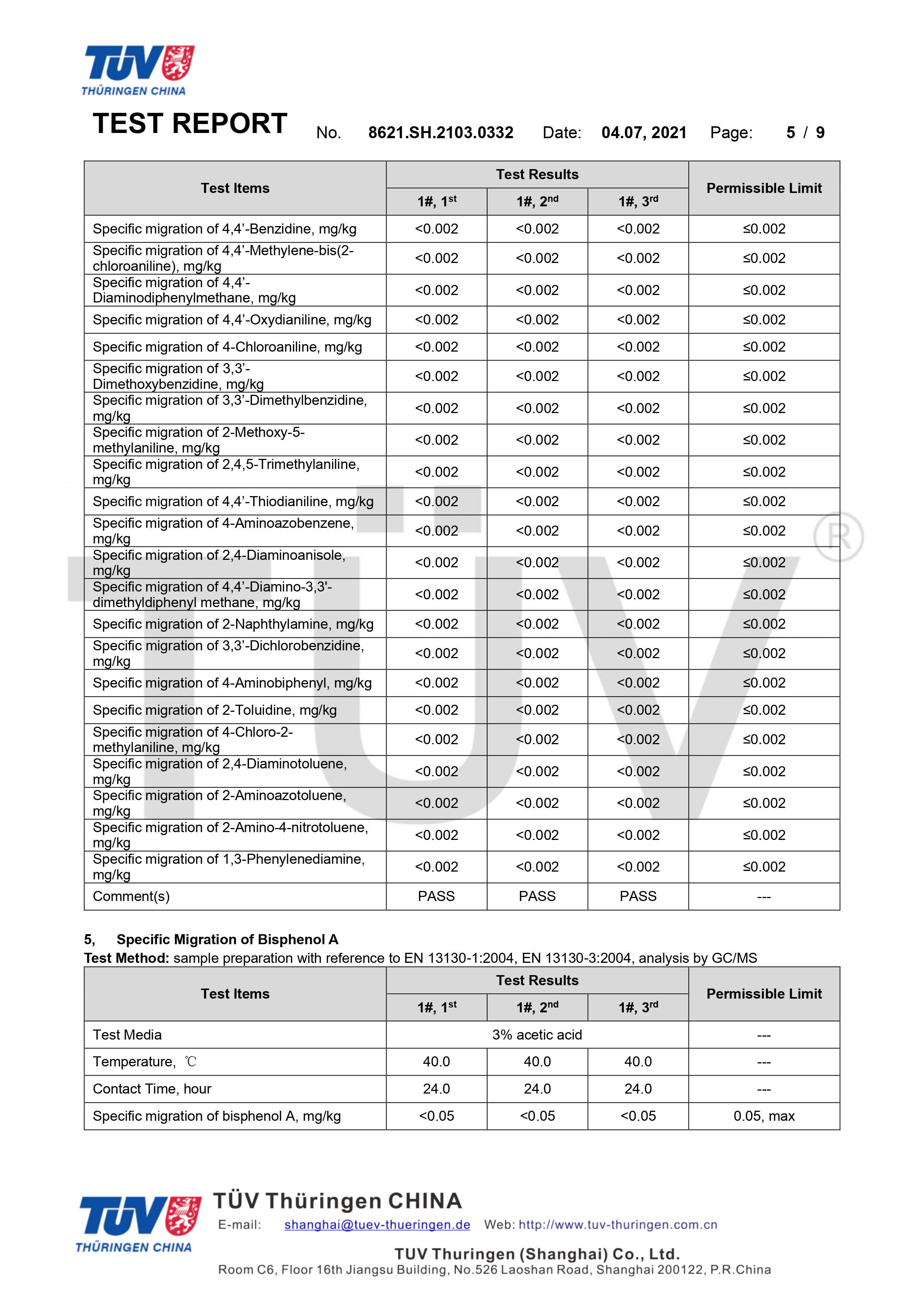 德國萊茵TUV環保袋食品接觸檢測(圖5)